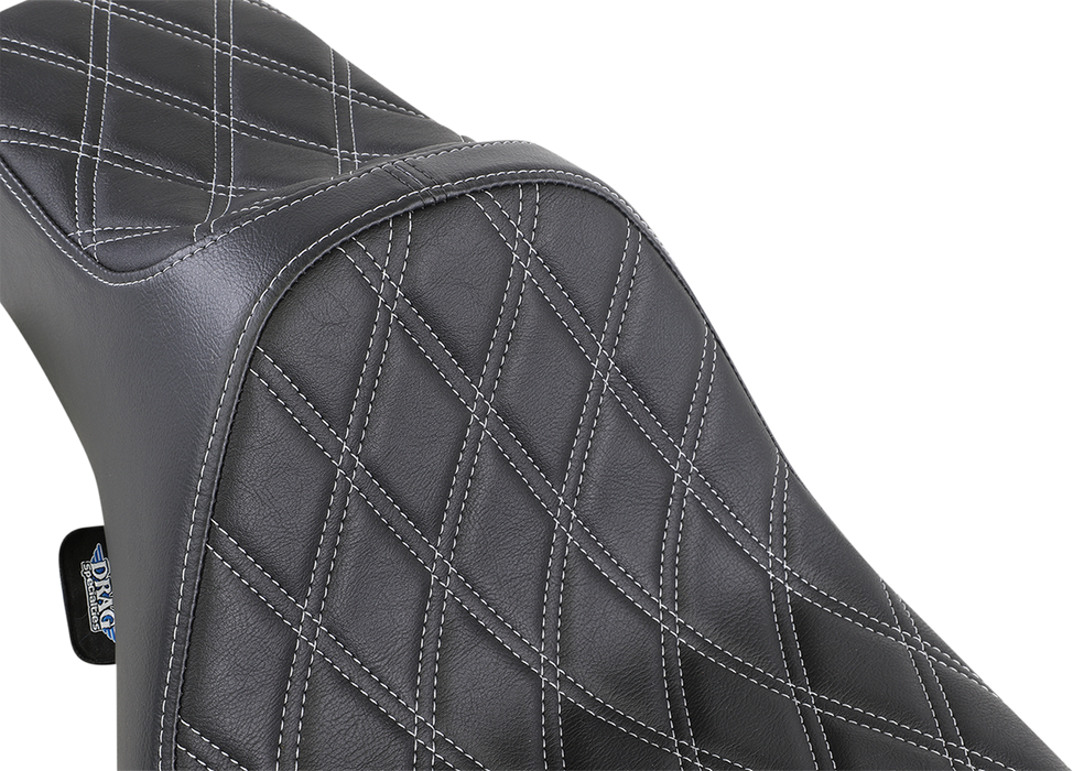 DRAG SPECIALTIES Extended Reach Predator III Seat - Double Diamond - Black w/ Silver Thread NOT A 2-UP SEAT 8011370