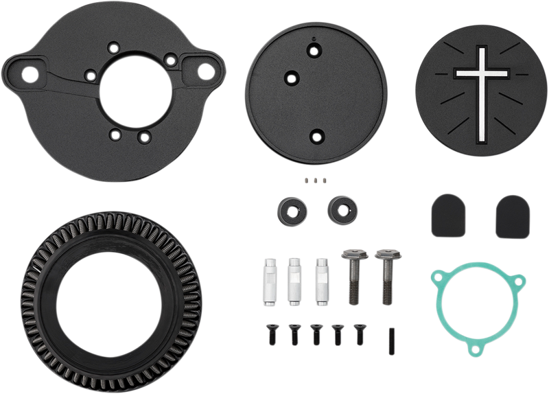 LA CHOPPERS Cross Air Cleaner - Black - M8 LA-2395-03B