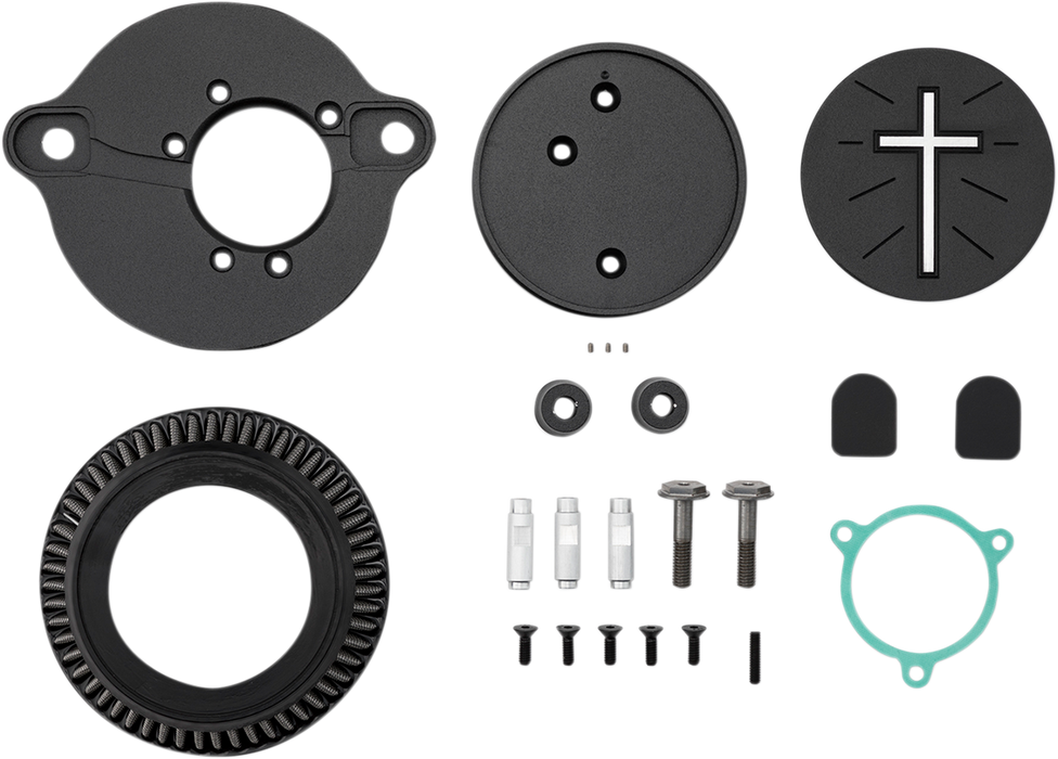 LA CHOPPERS Cross Air Cleaner - Black - M8 LA-2395-03B