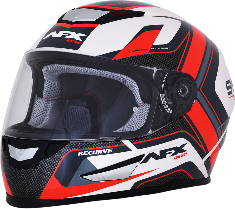 AFX FX-99 Motorcycle Helmet - Recurve - Pearl White/Red - Medium 0101-11127