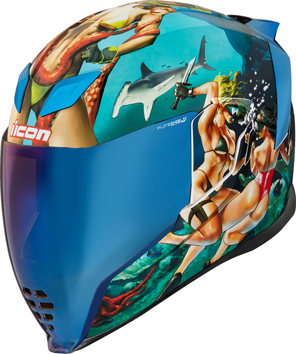 ICON Airflite™ Motorcycle Helmet - Pleasuredome4 - Blue - Medium 0101-15002