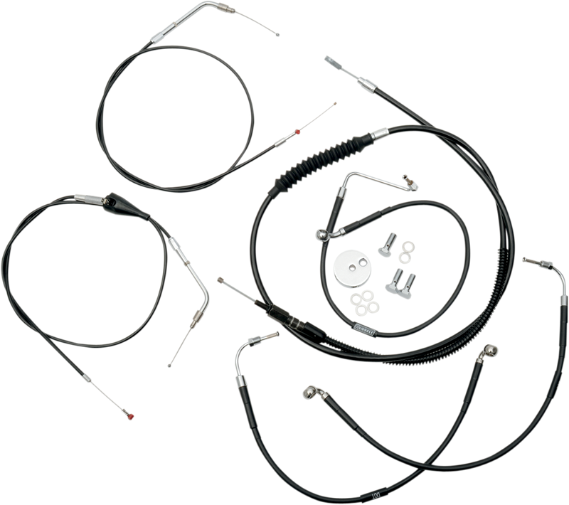 LA CHOPPERS Handlebar Cable/Brake Line Kit - 15" - 17" Ape Hanger Handlebars - Black Vinyl LA-8005KT-16B