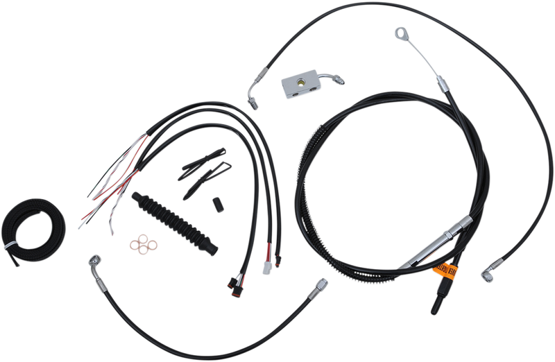LA CHOPPERS Handlebar Cable/Brake Line Kit - Complete - 15" - 17" Ape Hanger Handlebars - Black Vinyl LA-8152KT2-16B