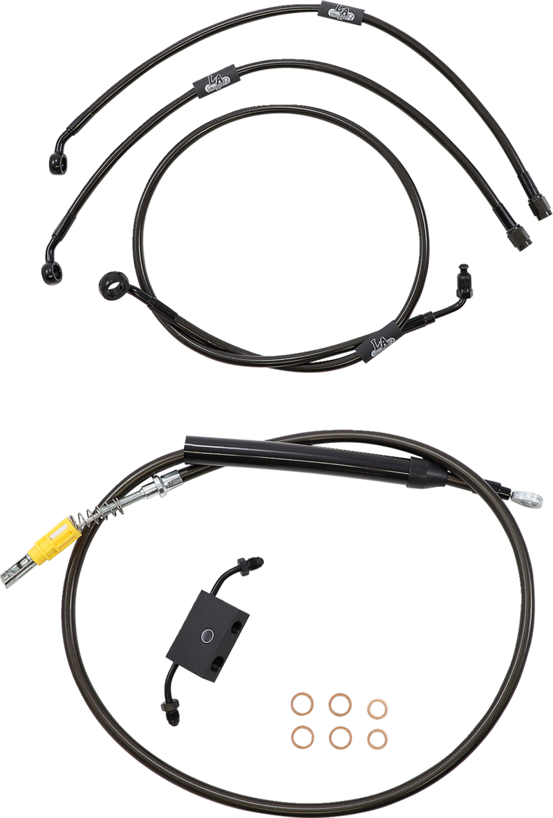 LA CHOPPERS Handlebar Cable/Brake Line Kit- Quick Connect - 18" - 20" Ape Hanger Handlebars - Midnight LA-8157KT-19M