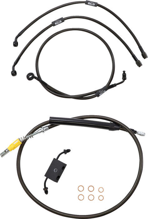 LA CHOPPERS Handlebar Cable/Brake Line Kit- Quick Connect - 18" - 20" Ape Hanger Handlebars - Midnight LA-8157KT-19M