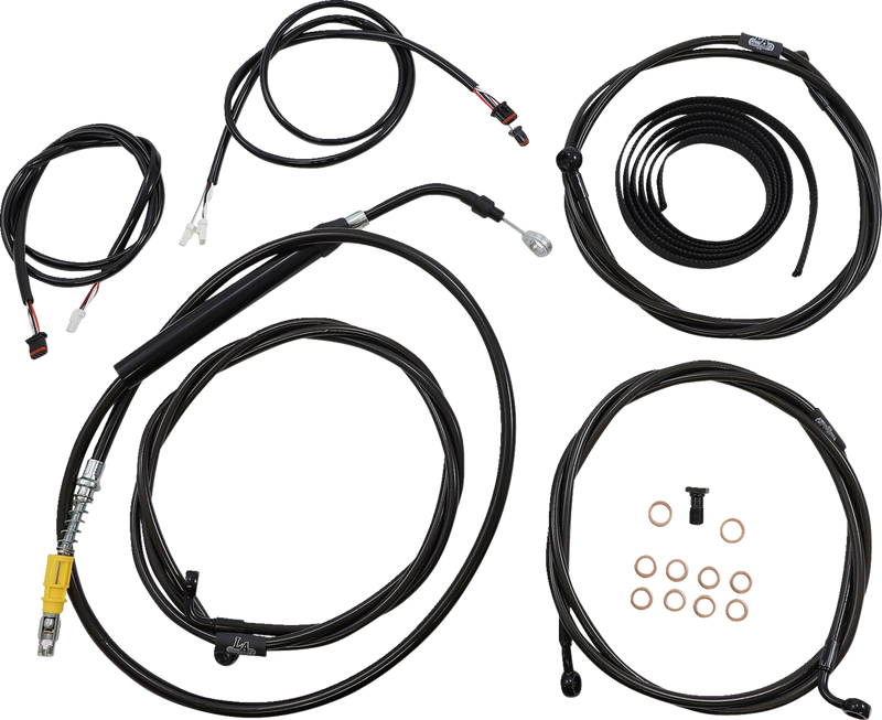 LA CHOPPERS Cable Kit - 12" - 14" Ape Hanger Handlebars - ABS - Midnight LA-8056KT3-13M