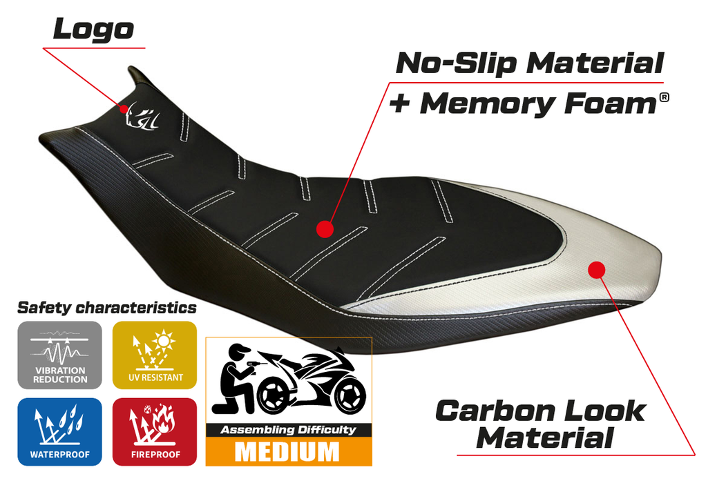 Aprilia Dorsoduro 750 900 1200 2010-2020 Seat Cover Tappezzeria Italia Comfort in White