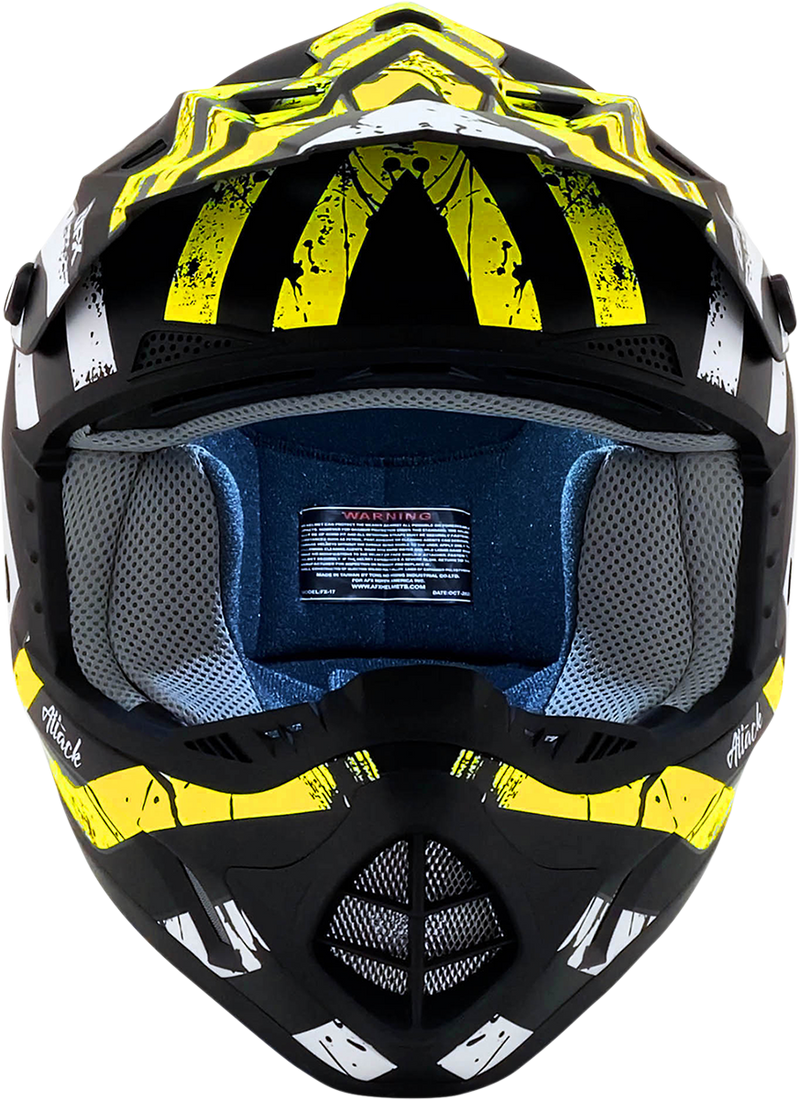AFX FX-17Y Motorcycle Helmet - Attack - Matte Black/Hi-Vis Yellow - Medium 0111-1415