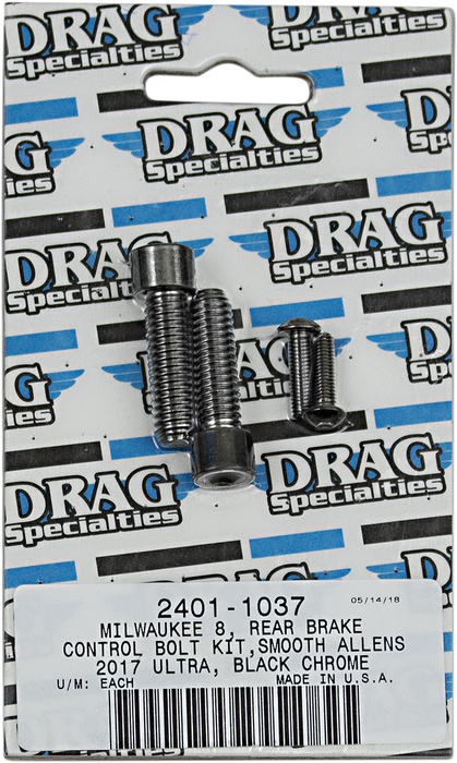 DRAG SPECIALTIES Rear Break Smooth Bolt Kit - Black/Chrome - M8 MK785SBK