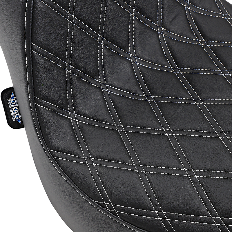 DRAG SPECIALTIES Predator III Seat - Double Diamond - Silver Stitched - FXFB/S '18-'22 FIT FLSTN W/O LUGG RACK 0802-1073