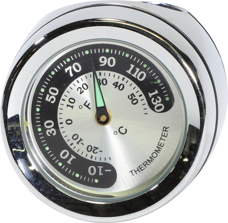DRAG SPECIALTIES Handlebar Mount Thermometer - Chrome - For 1" Bar BLACK/SILVER FACE O91-6821TN