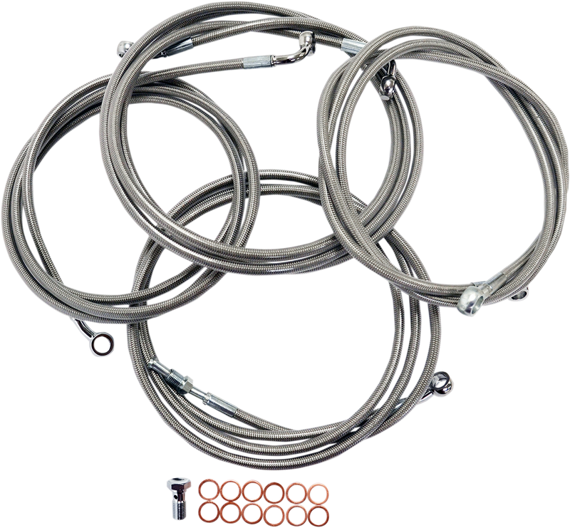 LA CHOPPERS Handlebar Cable/Brake Line Kit - 15" - 17" Ape Hanger Handlebars - Stainless Steel LA-8052KT-16