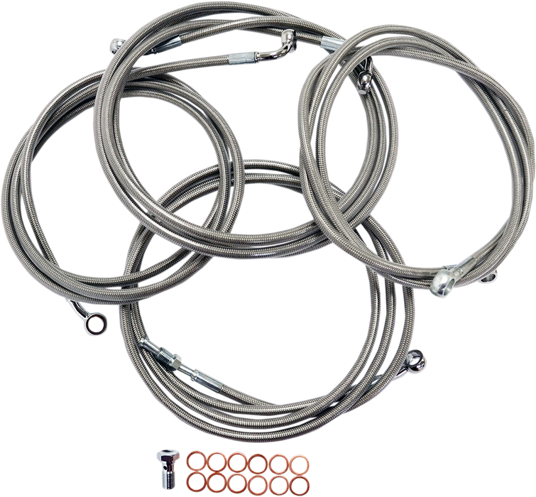 LA CHOPPERS Handlebar Cable/Brake Line Kit - 18" - 20" Ape Hanger Handlebars - Stainless Steel LA-8052KT-19