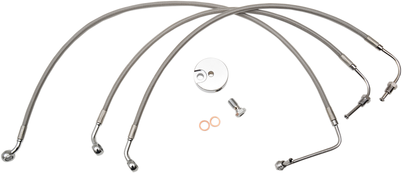 LA CHOPPERS Brake Lines - 15" - 17" Ape Hanger Handlebars - Stainless Steel LA-8011B16