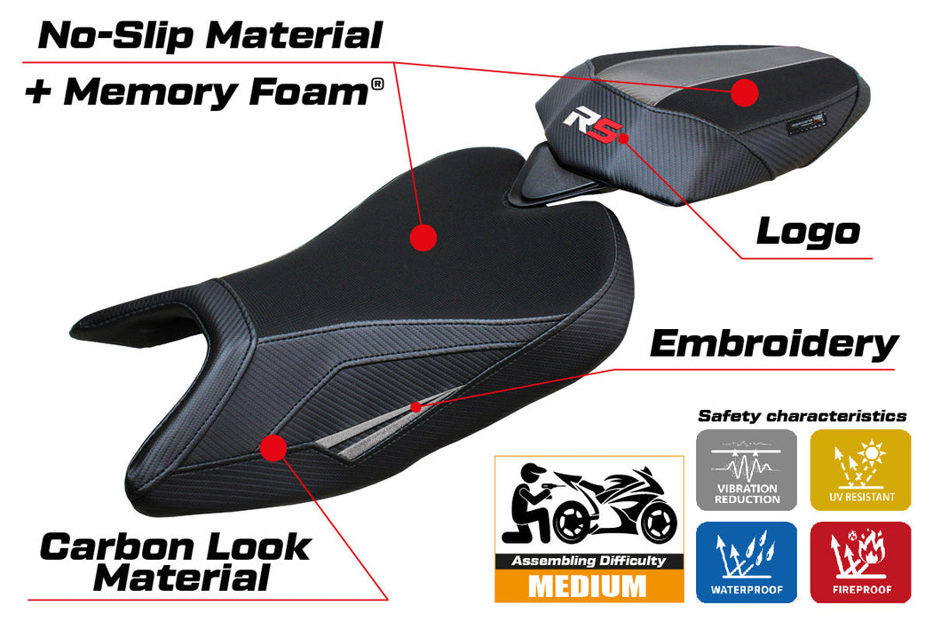 Aprilia RS 457 2023 2024 Seat Cover Tappezzeria Italia Comfort in Grey and Black