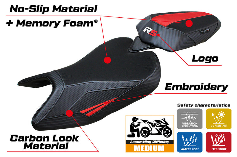 Aprilia RS 457 2023 2024 Seat Cover Tappezzeria Italia Comfort in Red and Black