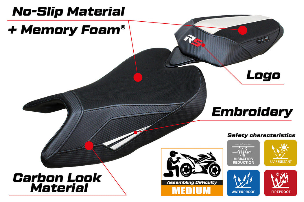 Aprilia RS 457 2023 2024 Seat Cover Tappezzeria Italia Comfort in White and Black