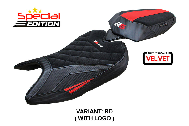 Aprilia RS 457 2023 2024 Seat Cover Tappezzeria Italia in Red Black SE Diamond Stitch