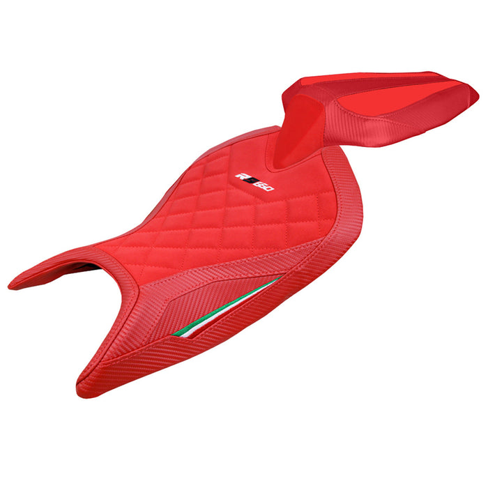 Aprilia RS 660 2021-2024 Seat Cover Tappezzeria Italia Velvet in Red Diamond Stitch
