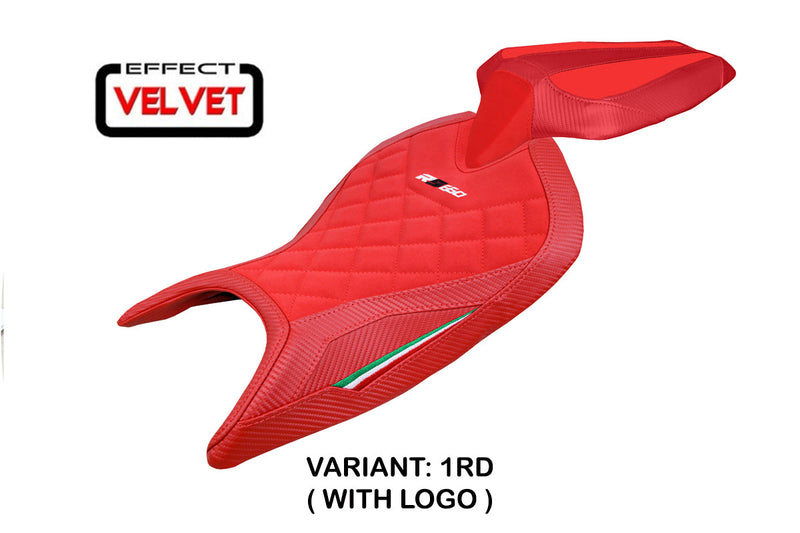 Aprilia RS 660 2021-2024 Seat Cover Tappezzeria Italia Velvet in Red Diamond Stitch