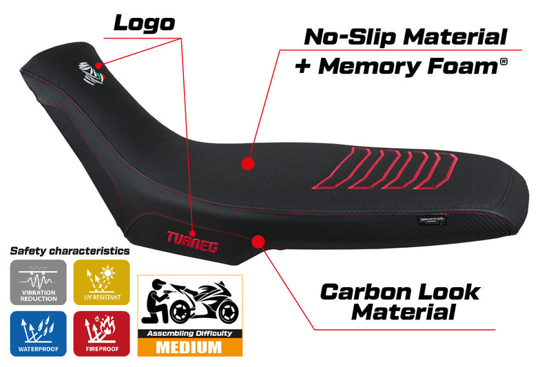 Aprilia Tuareg 660 2021-2024 Seat Cover Tappezzeria Italia Comfort Ultragrip in Red and Black