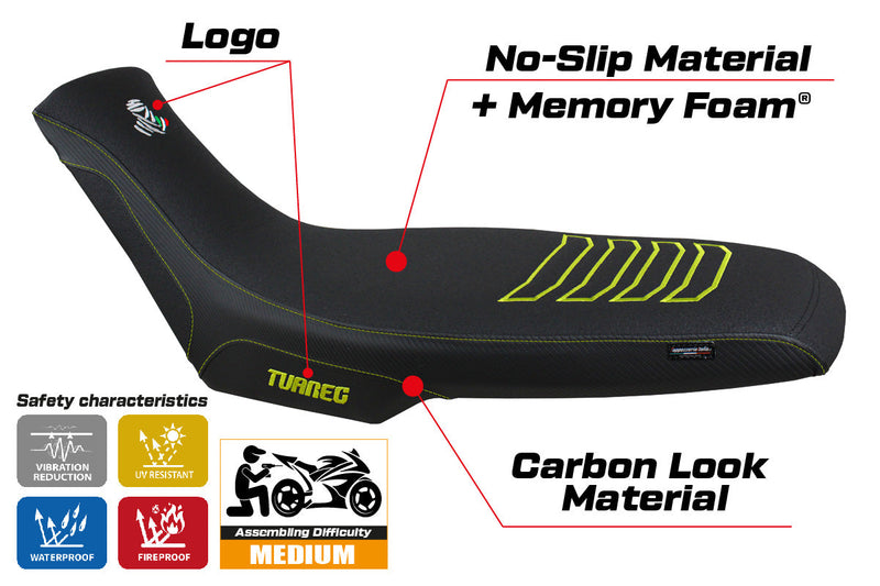 Aprilia Tuareg 660 2021-2024 Seat Cover Tappezzeria Italia Comfort Ultragrip in Yellow and Black