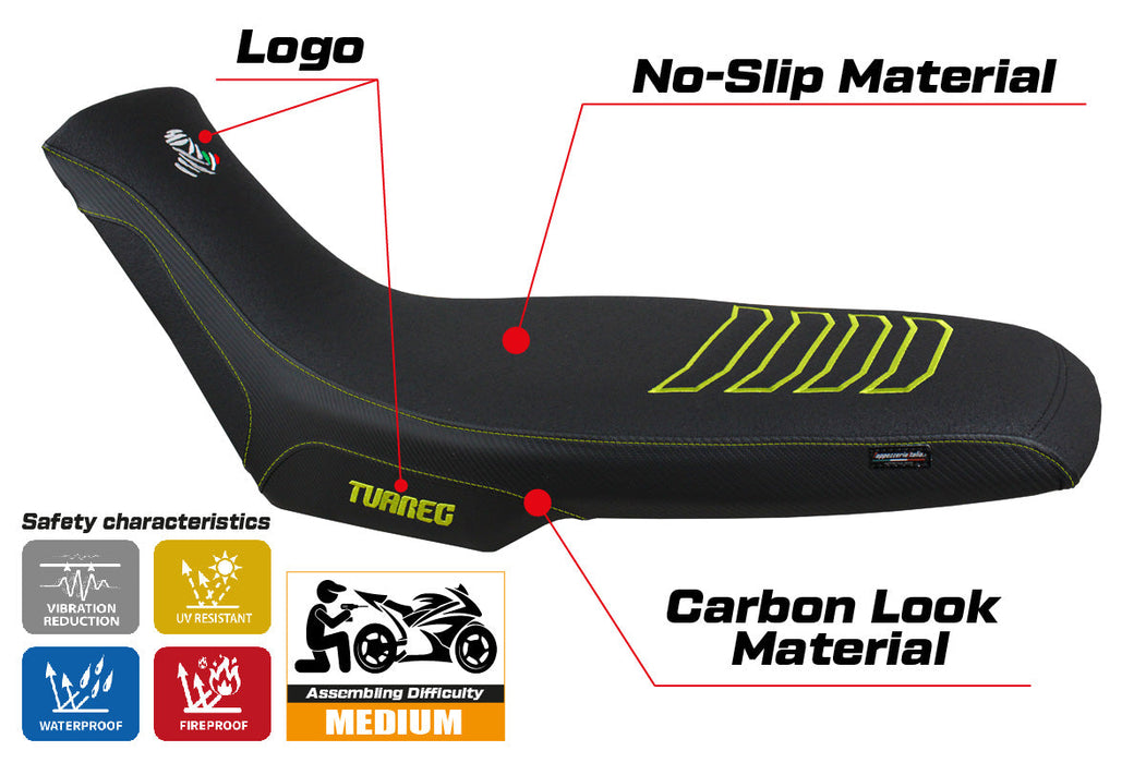 Aprilia Tuareg 660 2021-2024 Seat Cover Tappezzeria Italia Ultragrip in Yellow and Black