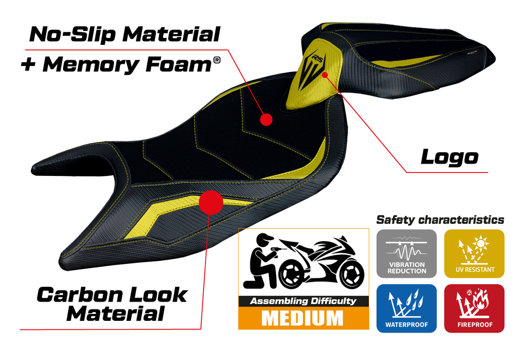 Aprilia RS 660 2021-2024 Seat Cover Tappezzeria Italia Comfort in Yellow and Black