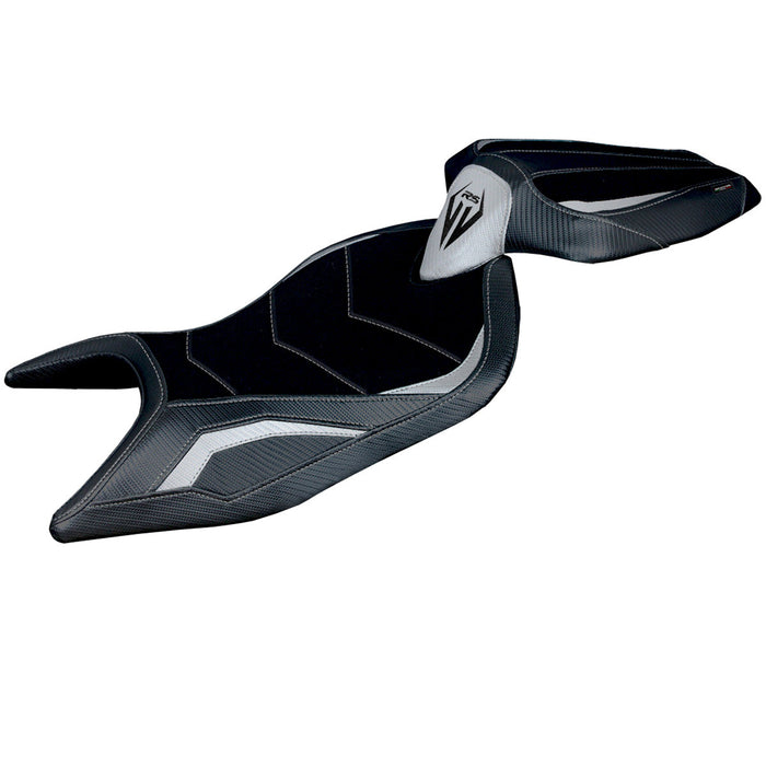 Aprilia RS 660 2021-2024 Seat Cover Tappezzeria Italia Ultragrip in Silver and Black