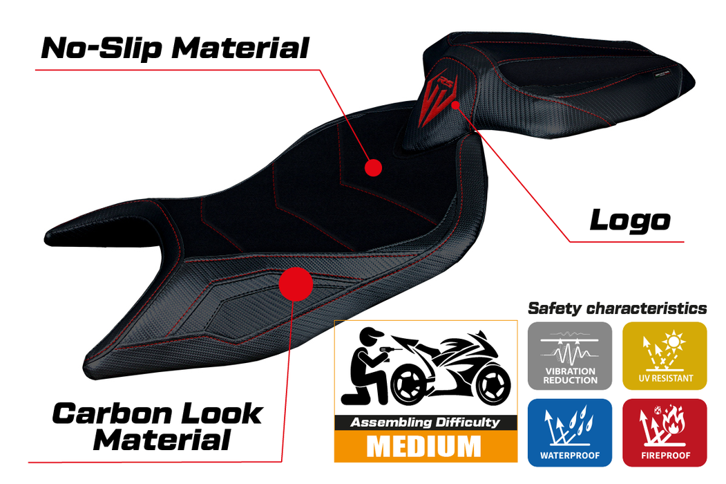 Aprilia RS 660 2021-2024 Seat Cover Tappezzeria Italia Ultragrip in Black