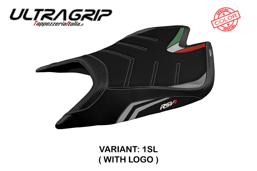 Aprilia RSV4 2021-2024 Seat Cover Tappezzeria Italia Ultragrip in Silver and Black