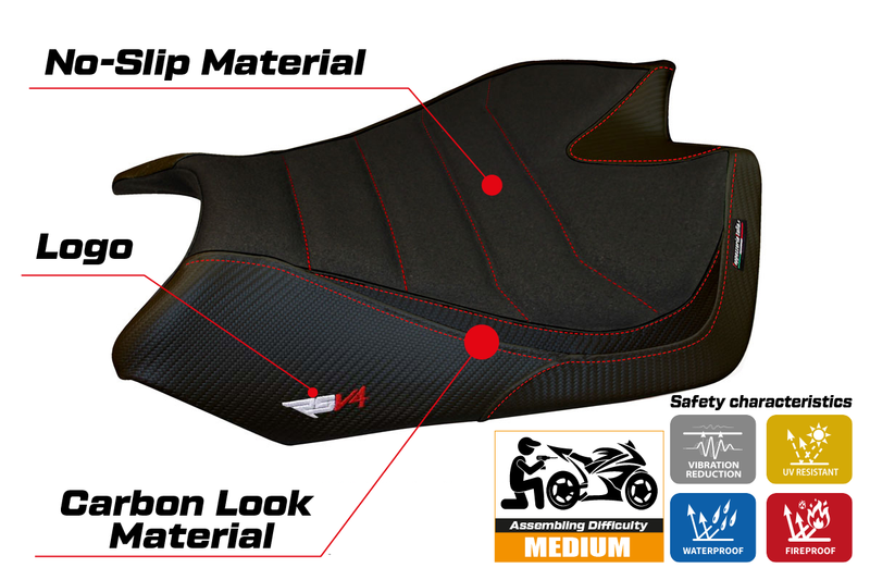 Aprilia RSV4 2009-2020 Seat Cover Tappezzeria Italia Ultragrip in Black