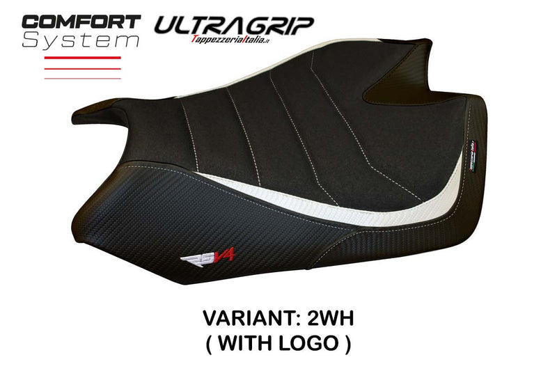 Aprilia RSV4 2009-2020 Seat Cover Tappezzeria Italia Comfort Ultragrip in White and Black
