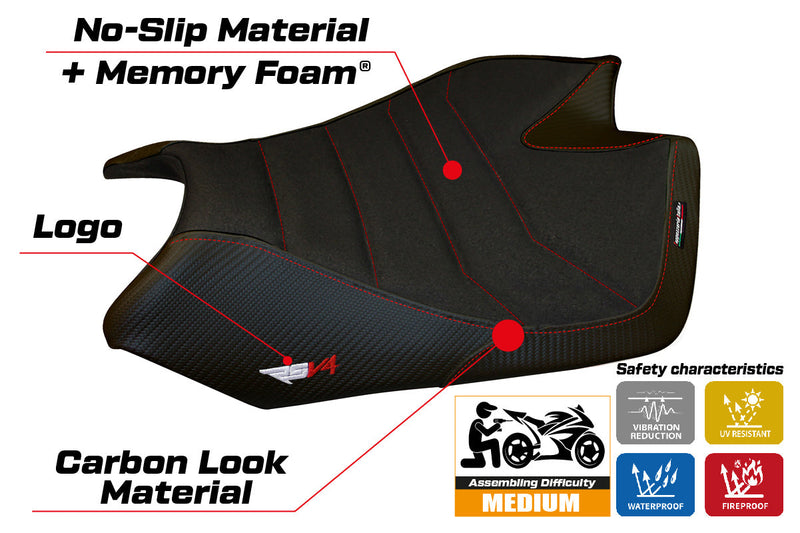 Aprilia RSV4 2009-2020 Seat Cover Tappezzeria Italia Comfort Ultragrip in Black
