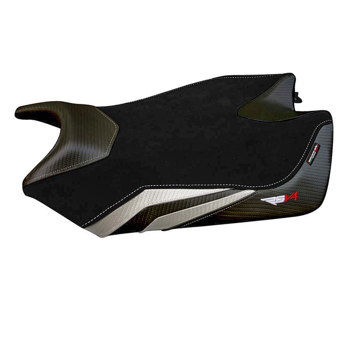 Aprilia RSV4 2009-2020 Seat Cover Tappezzeria Italia Velvet in White and Black