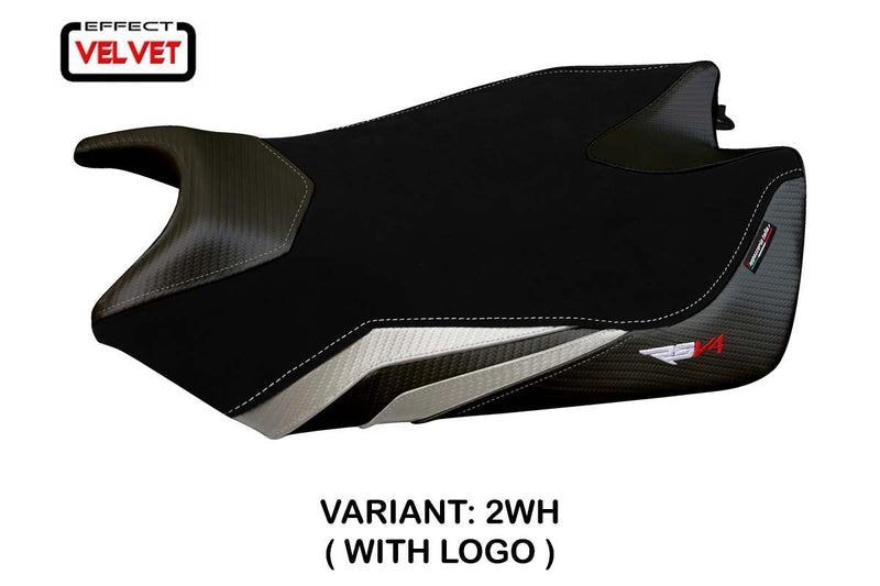 Aprilia RSV4 2009-2020 Seat Cover Tappezzeria Italia Velvet in White and Black