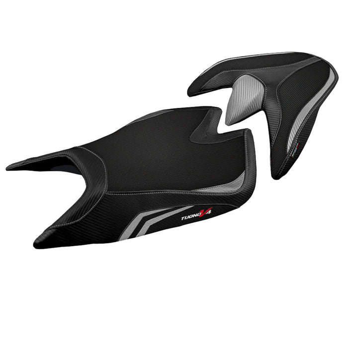 Aprilia Tuono V4 2021-2024 Seat Cover Tappezzeria Italia in Silver and Black