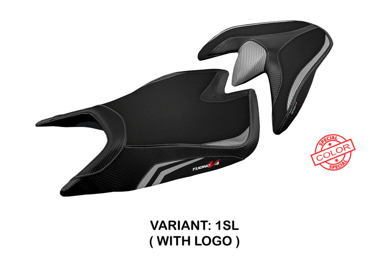 Aprilia Tuono V4 2021-2024 Seat Cover Tappezzeria Italia in Silver and Black