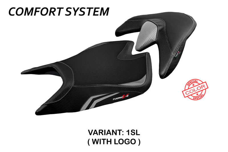 Aprilia Tuono V4 2021-2024 Seat Cover Tappezzeria Italia Comfort in Silver and Black