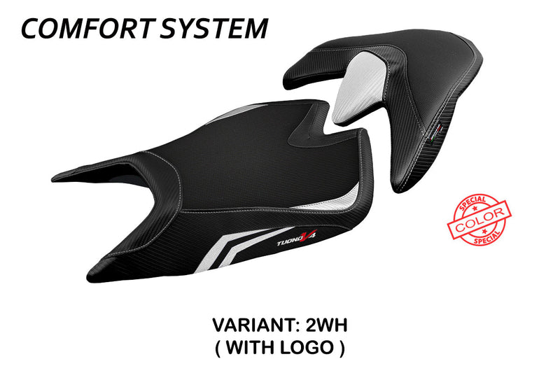 Aprilia Tuono V4 2021-2024 Seat Cover Tappezzeria Italia Comfort in White and Black