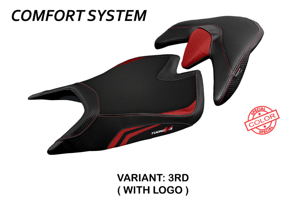 Aprilia Tuono V4 2021-2024 Seat Cover Tappezzeria Italia Comfort in Red and Black