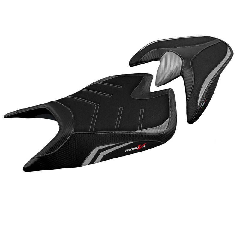 Aprilia Tuono V4 2021-2024 Seat Cover Tappezzeria Italia Ultragrip in Silver and Black