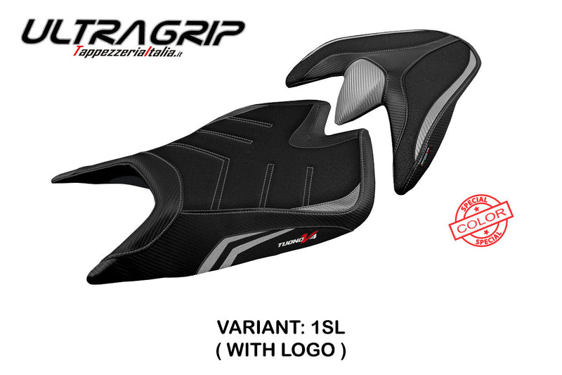 Aprilia Tuono V4 2021-2024 Seat Cover Tappezzeria Italia Ultragrip in Silver and Black