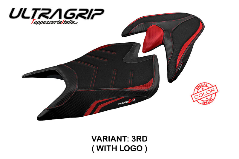 Aprilia Tuono V4 2021-2024 Seat Cover Tappezzeria Italia Ultragrip in Red and Black