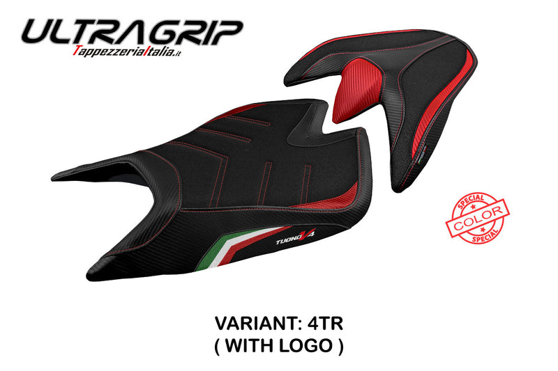 Aprilia Tuono V4 2021-2024 Seat Cover Tappezzeria Italia Ultragrip in with Italy Flag Black
