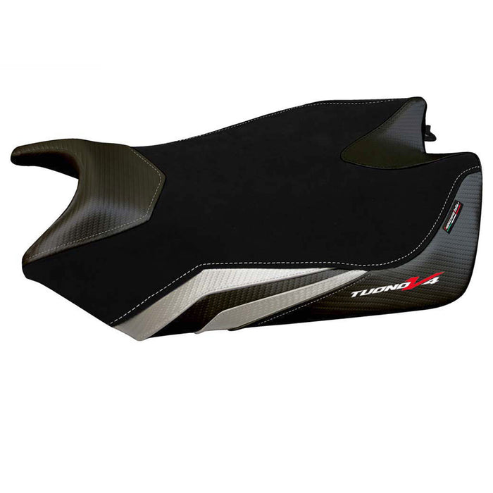Aprilia Tuono V4 2011-2020 Seat Cover Tappezzeria Italia in Velvet White and Black