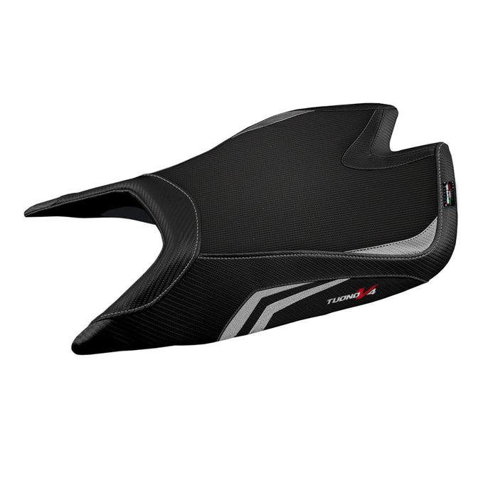 Aprilia Tuono V4 Factory 2021-2024 Seat Cover Tappezzeria Italia in Silver and Black