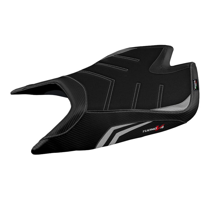 Aprilia Tuono V4 Factory 2021-2024 Seat Cover Tappezzeria Italia Ultragrip in Silver and Black