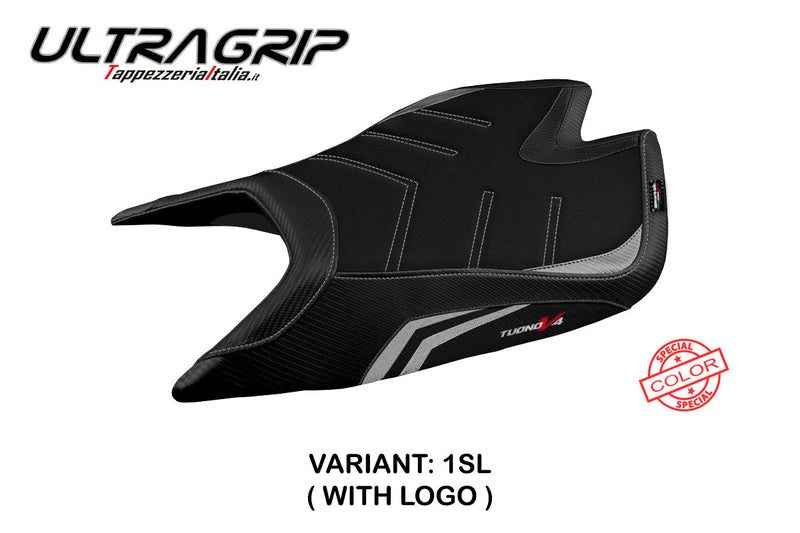 Aprilia Tuono V4 Factory 2021-2024 Seat Cover Tappezzeria Italia Ultragrip in Silver and Black