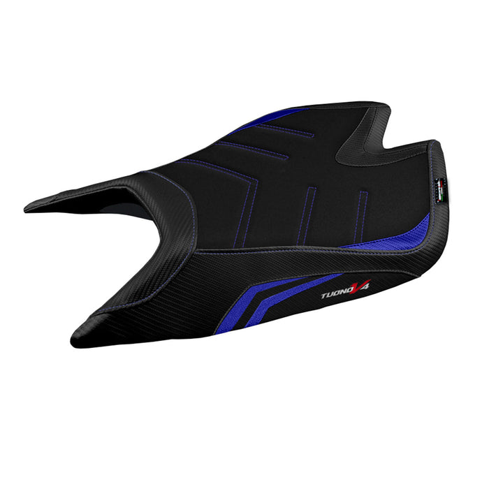 Aprilia Tuono V4 Factory 2021-2024 Seat Cover Tappezzeria Italia Ultragrip in Blue and Black